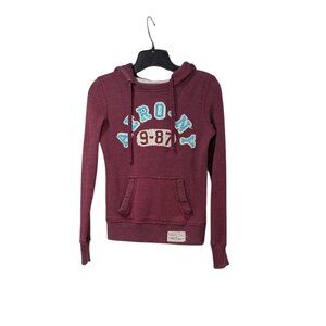 Aeropostale Maroon Vintage Y2K Pocketed Pullover Hoodie Sz XS